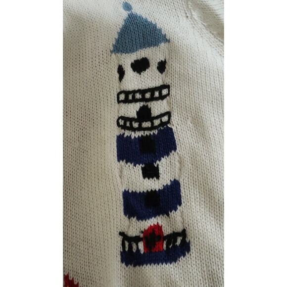 Vintage 80s 90s The Quacker Factory Cardigan Nautical Sailboat Lighthouse 1X - Picture 7 of 10
